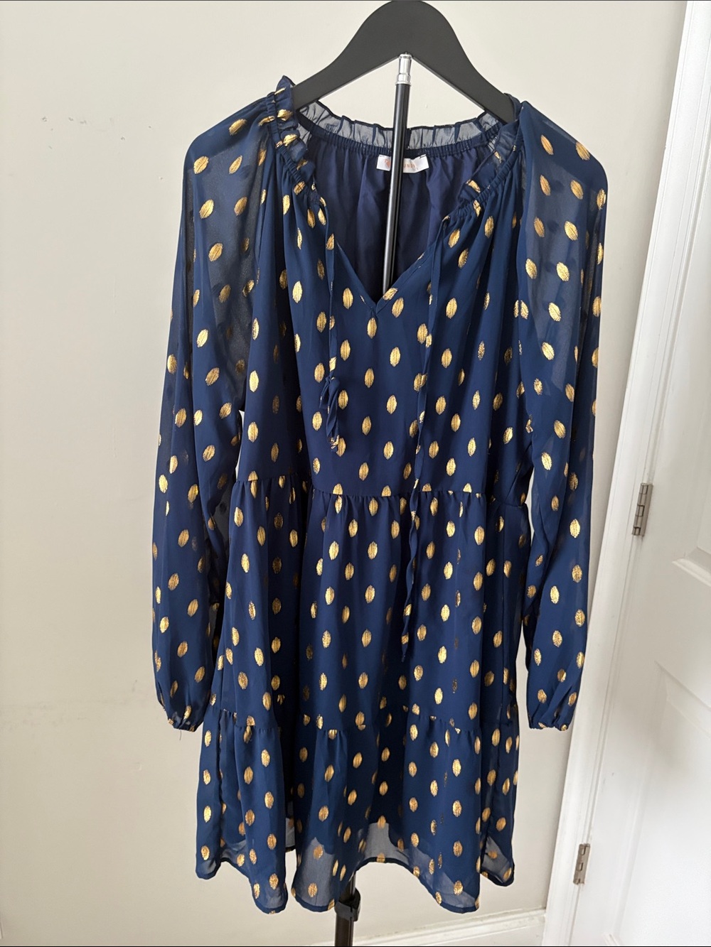 Navy Blue and Gold Flowy Dress